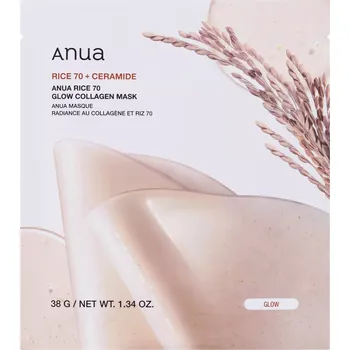 Pleťová maska ANUA Rice 70 Glow Collagen Mask - Rozjasňující plátýnková maska s kolagenem - 38g