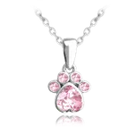 MINET Stříbrný náhrdelník TLAPKA s růžovými zirkony