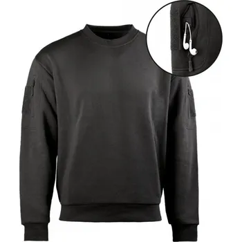 Pánská mikina MIL-TEC Mikina taktická ROUND NECK ČERNÁ XL ČERNÁ - BLACK