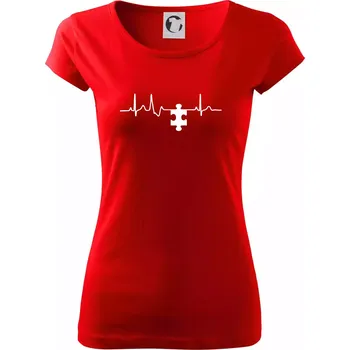 Dámské oblečení EKG puzzle párové - Dámské triko Pure - M ( Červená )