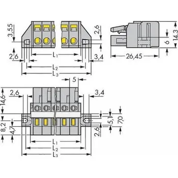 Elektrický konektor Kon. WAGO 231-106/037-000 6-pól. WAGO Elektro 37-10-255-18106