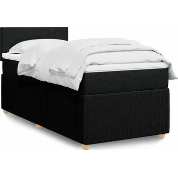 Postel vidaXL Box spring postel s matrací 90x200 cm textil [3287333] Barva: Černá
