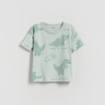 Reserved - Bavlněné tričko s potiskem - bleděmodrá - 017FH-05X - 017FH-05X-80