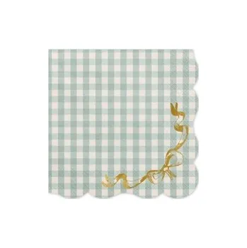 Papírový ubrousek Papírové ubrousky zelené kostky se zlatou mašlí – 33 x 33 cm, 12 ks