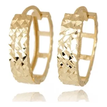 Náušnice Gravírované oválné náušnice ze žlutého zlata NA1427F + Dárek zdarma