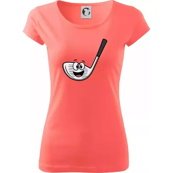 Dámské tričko Parové triko - Golfová hůl a míček - Dámské triko Pure - 3XL ( Korálová )