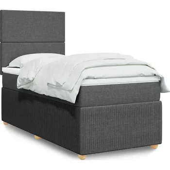 Postel vidaXL Box spring postel s matrací 80x200 cm textil [3291877] Barva: Tmavě šedá
