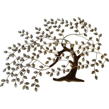 Obraz Rozevlátý strom života ve větru 82 x 3 x 57 cm Kovová dekorace Strom života