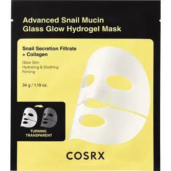 Pleťová maska COSRX - Advanced Snail Mucin Glass Glow Hydrogel Mask - Sada hydrogelových masek s hlemýždím slizem - 34gx3ks