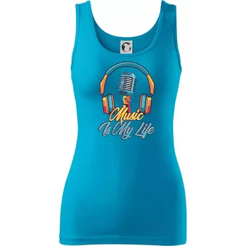 Dámské tričko Music is my life sluchátka - Dámské tílko - XS ( Světlý tyrkys )