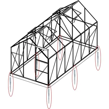 Skleník Sada 6 zemní vruty (modely 6x8, 6x10, 6x12, 4400 - 7500)