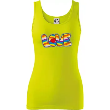 Dámské tričko Love nápis duhový - Dámské tílko - L ( Limetková )