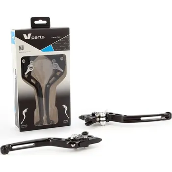 Nářadí na motocykly V-PARTS Standardní páky 175mm CNC černé/hliníkové šrouby s adaptéry od dvojice Aprilia/Piaggio LV-SL(L21-R23)
