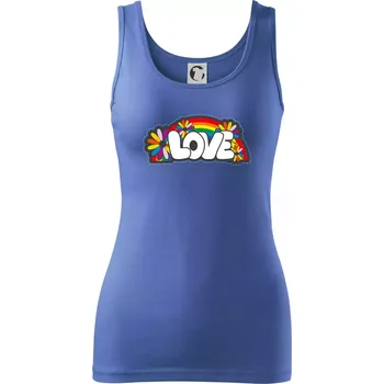 Dámské tričko Love s duhou v pozadí - Dámské tílko - L ( Azurově modrá )