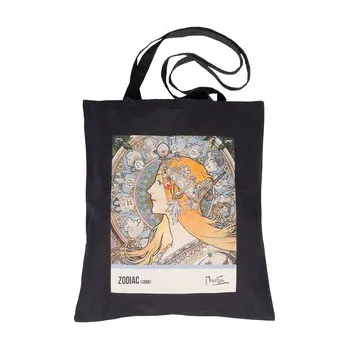 Plátěná taška Alfons Mucha – Zodiak, černá
