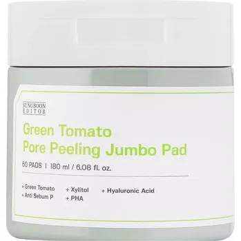 Pleťová maska Sungboon Editor - Green Tomato Pore Peeling Jumbo Pad - Peelingové polštářky na obličej - 60ks/180ml
