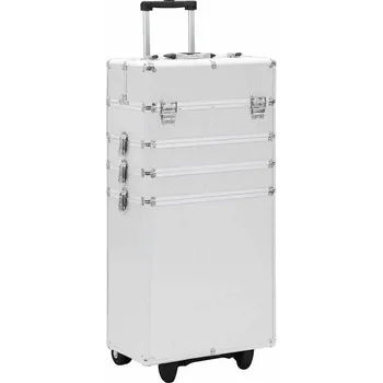 vidaXL Kosmetický kufřík na kolečkách hliník [91815] Barva: Stříbrná