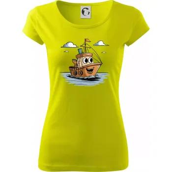 Parové triko - Loď a kotva - Dámské triko Pure - 3XL ( Limetková )