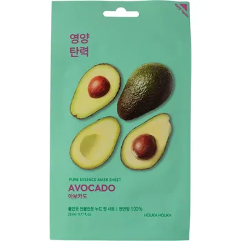Pleťová maska Holika Holika - Pure Essence Mask Sheet - Avocado - Plátýnková maska s extraktem z avokáda - 23 ml
