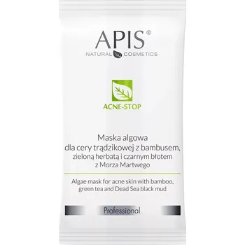 Pleťová maska Apis - Professional - Acne-Stop - Alginátová maska pro aknózní pleť s bambusem, zeleným čajem a bahnem z Mrtvého moře - 20 g