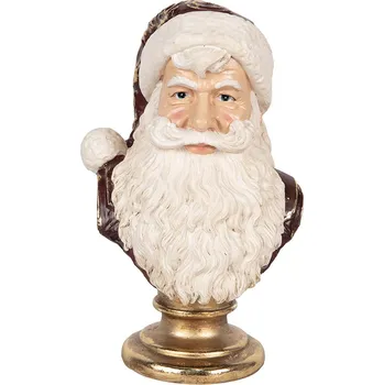Bytová dekorace Červeno-zlatá vánoční dekorace busta Santa - 17*15*27 cm