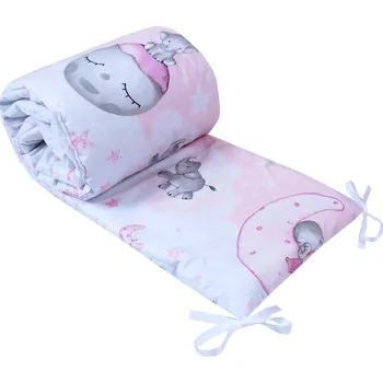 Dětská postel Ochranný mantinel do postýlky - Slon na Měsíci / růžová