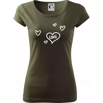 Dámské tričko Love Kluk - Holka - Dámské triko Pure - 3XL ( Military )