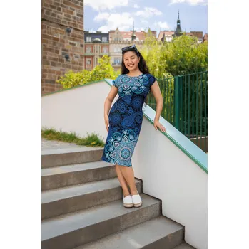 Dámské šaty Himalife Šaty Sky - černá s tyrkysovou a modrou Velikost: M