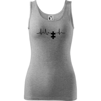 Dámské tričko EKG puzzle párové - Dámské tílko - S ( Tmavě šedý melír )