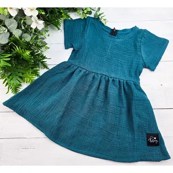 Dívčí šaty Kulišárny Dívčí letní princess šaty mušelín SMARAGD VELIKOST: 62