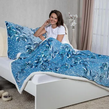 deka decoDoma Beránková souprava GERDA 2 ks 140 x 200, 70 x 90 cm modrá