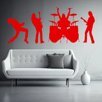 Samolepící dekorace Živá Zeď Samolepka na zeď Rocková kapela Barva: červená, Velikost: 60 x 22 cm