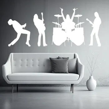 Samolepící dekorace Živá Zeď Samolepka na zeď Rocková kapela Barva: bílá, Velikost: 60 x 22 cm