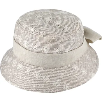 Klobouk Fiebig - Headwear since 1903 Bucket hat - letní béžový květinový bavlněný klobouk - Fiebig 1903 Velikost: 56 cm