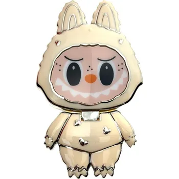 Labubu držák na telefon se zrcátkem - Krémovo Stříbrný