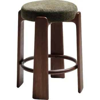 Barová židle Kave Home Zelená ořechová barová židle Granite II. 65 cm