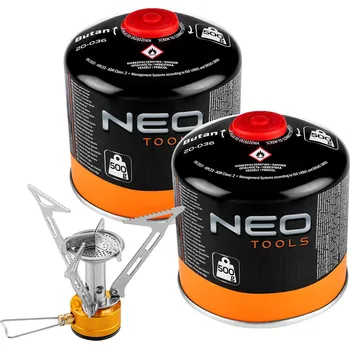 Sport NEO TOOLS Turistický plynový hořák + 2 plynové kartuše 20-036 20-060