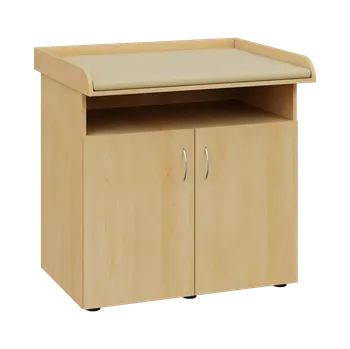 přebalovací pult a komoda PP - 106 pult přebalovací s matrací, 2-dveřový, nika, 1000x1000x800, javor horský, koženka krémová BE 5