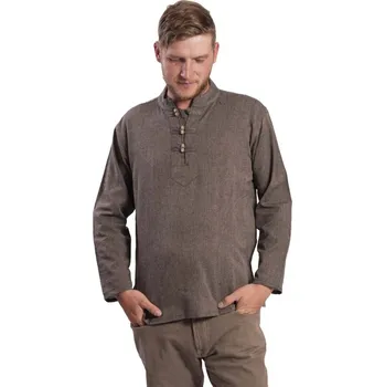 Pánská košile Košile Nepál / ETNO KURTA hnědo-béžová L