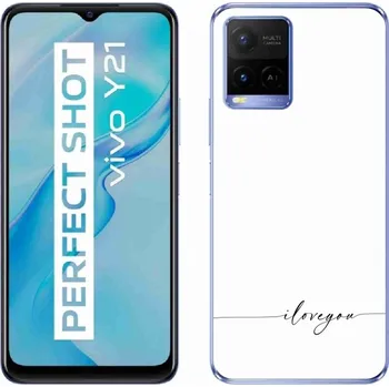 Pouzdro na mobilní telefon Gelový kryt mmCase na Vivo Y21/Y21s/Y33s - I love you bílé pozadí