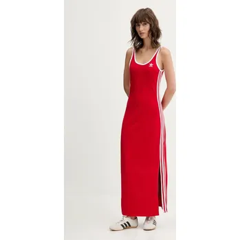 Dámské šaty Šaty adidas Originals 3S TANK DRESS červená barva, maxi, přiléhavé, JD4620 33X, vel. S