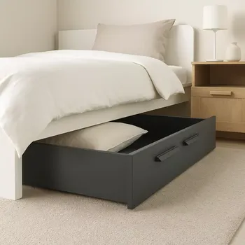 Knihovna WOOOD Dennis – Šuplík pod postel, šedý, 90 × 200 cm (Nové zboží, skladem ihned k odeslání, poslední kus)