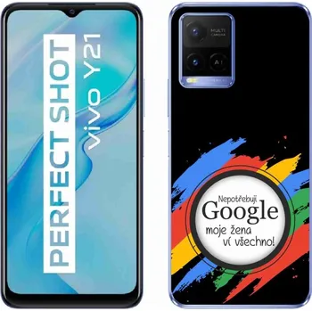 Pouzdro na mobilní telefon Gelový kryt mmCase na Vivo Y21/Y21s/Y33s - žena ví všechno černé pozadí