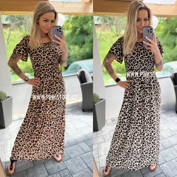 Dámské oblečení Letní šaty s gumou WILD Velikost: M/L, Barva: Hnědá