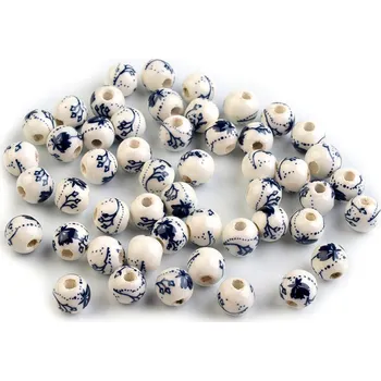 Porcelánové korálky s květy Ø6 mm modrá pařížská 50 ks