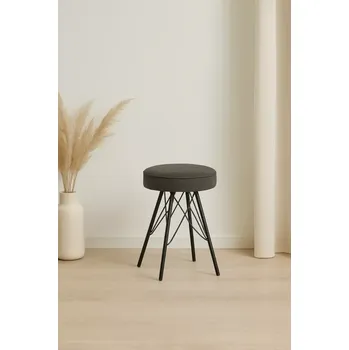 Konferenční stolek Woood Bella – Sametová stolička, šedá, Ø 33 cm