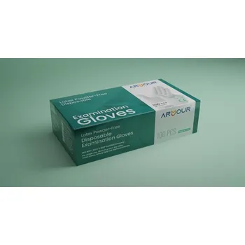 Vyšetřovací rukavice Rukavice latexové Armour, 100 ks, bílé, nepudrované Rozměr: M