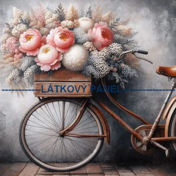 Látkový panel - Kolo s květy - VI-57 Velikost: 20x20cm, Materiál: Kočárkovina