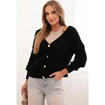 Dámský svetr Kesi Włoski Dámský svetr s výstřihem do V a zlatými knoflíky černý Kesi Włoski černá | světle modrá | krémová 3371058