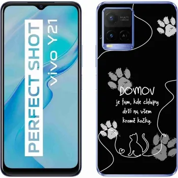 Pouzdro na mobilní telefon Gelový kryt mmCase na Vivo Y21/Y21s/Y33s - kočičí motiv černé pozadí
